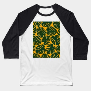 Monstera Leaf Pattern Baseball T-Shirt